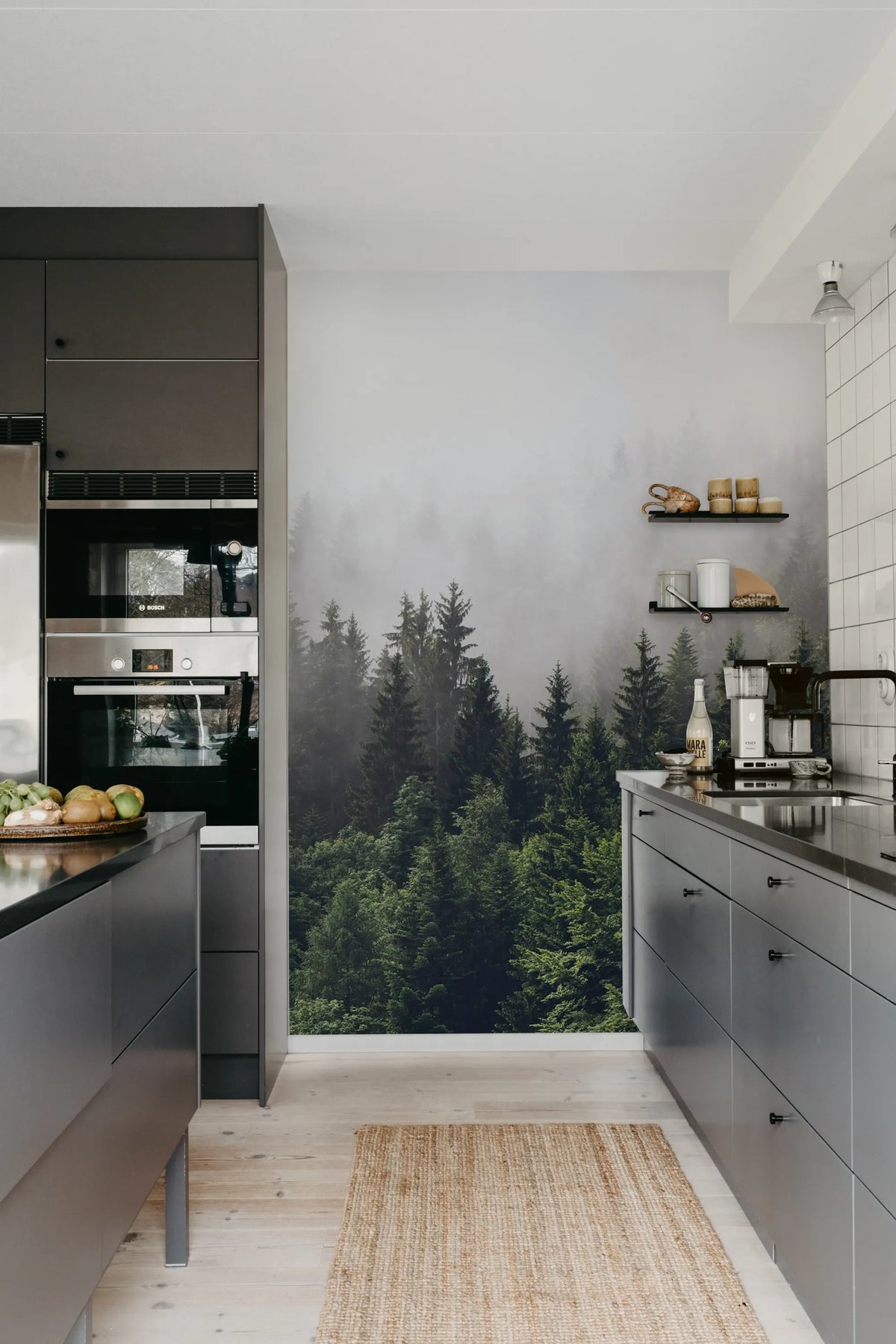 Misty Fir Forest Mural Wallpaper - room preview 05