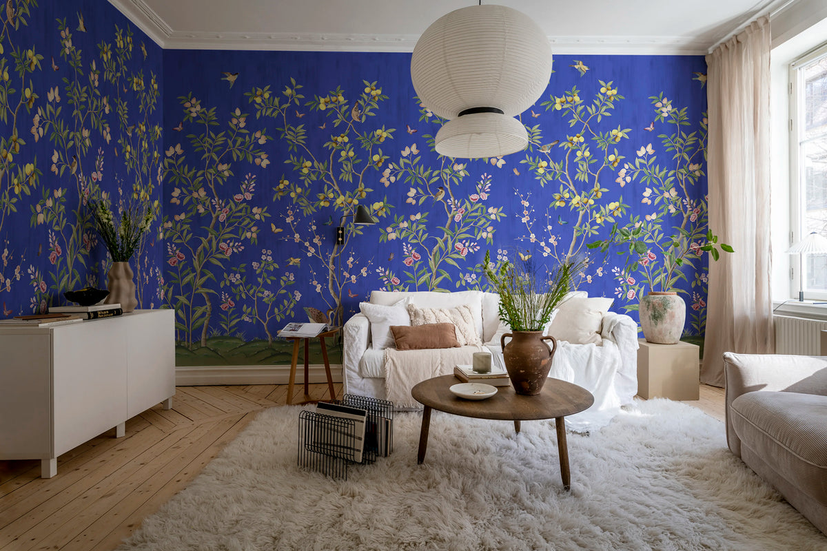 Chinoiserie Chic, Cobalt Mural Wallpaper - room preview 05