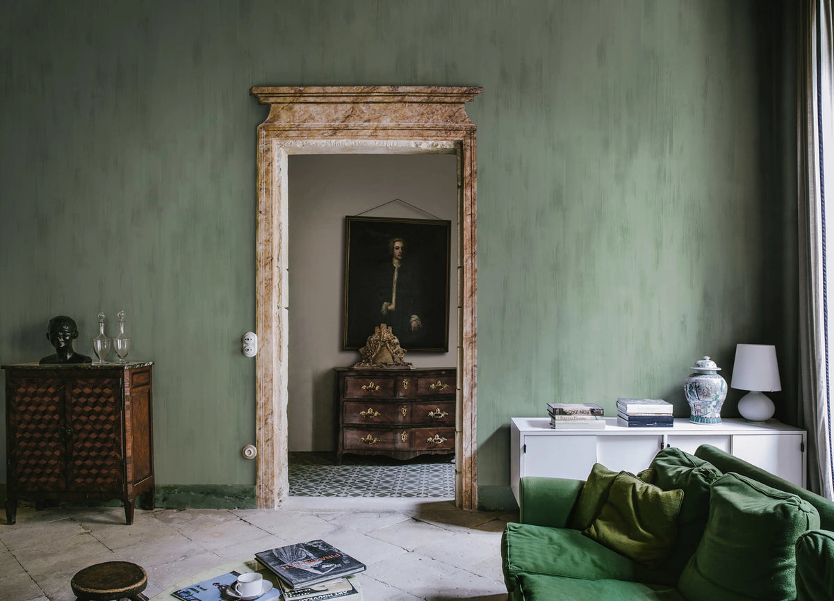 Brushstrokes, Jade Mural Wallpaper - room preview 05