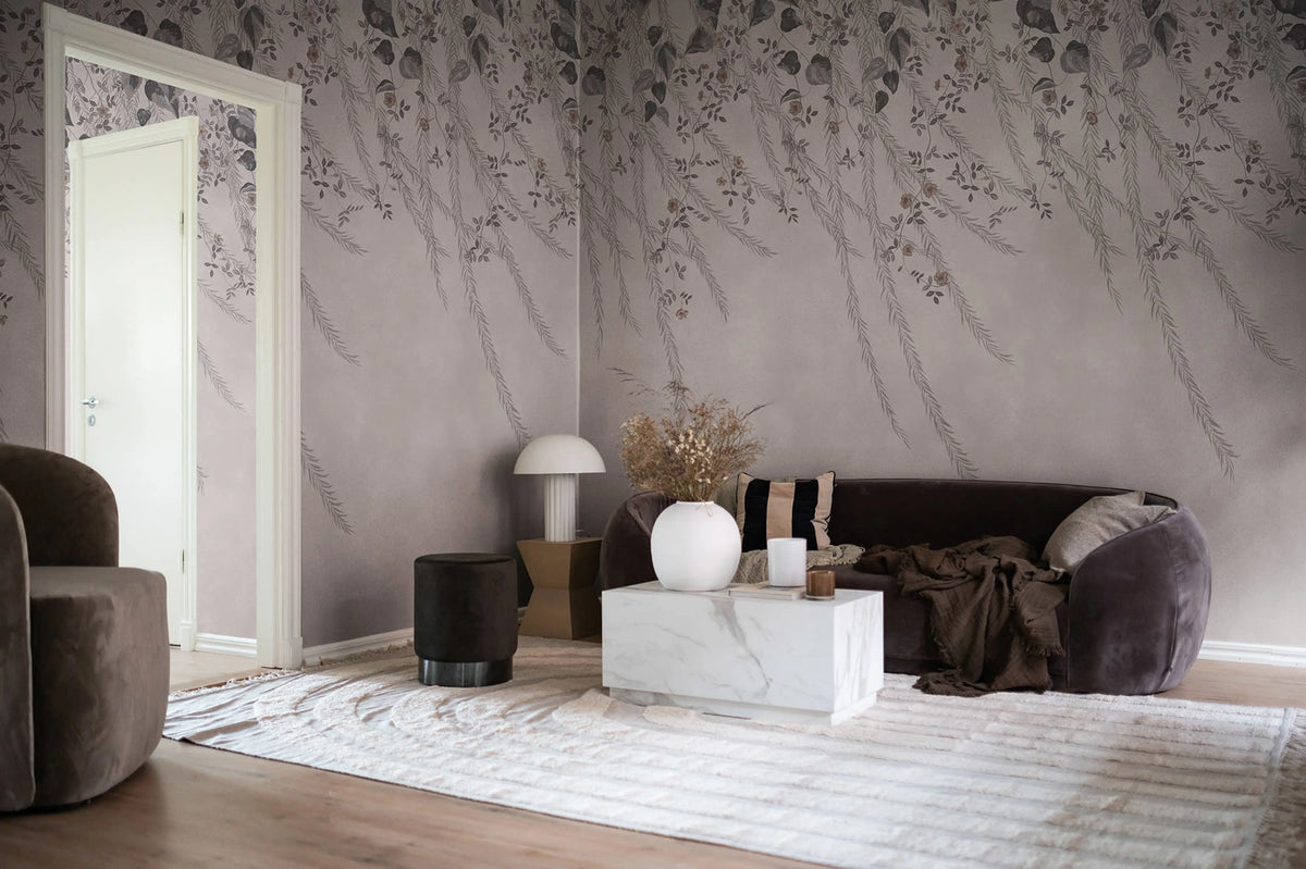 Lush Foliage, Rose Dust Mural Wallpaper - room preview 05