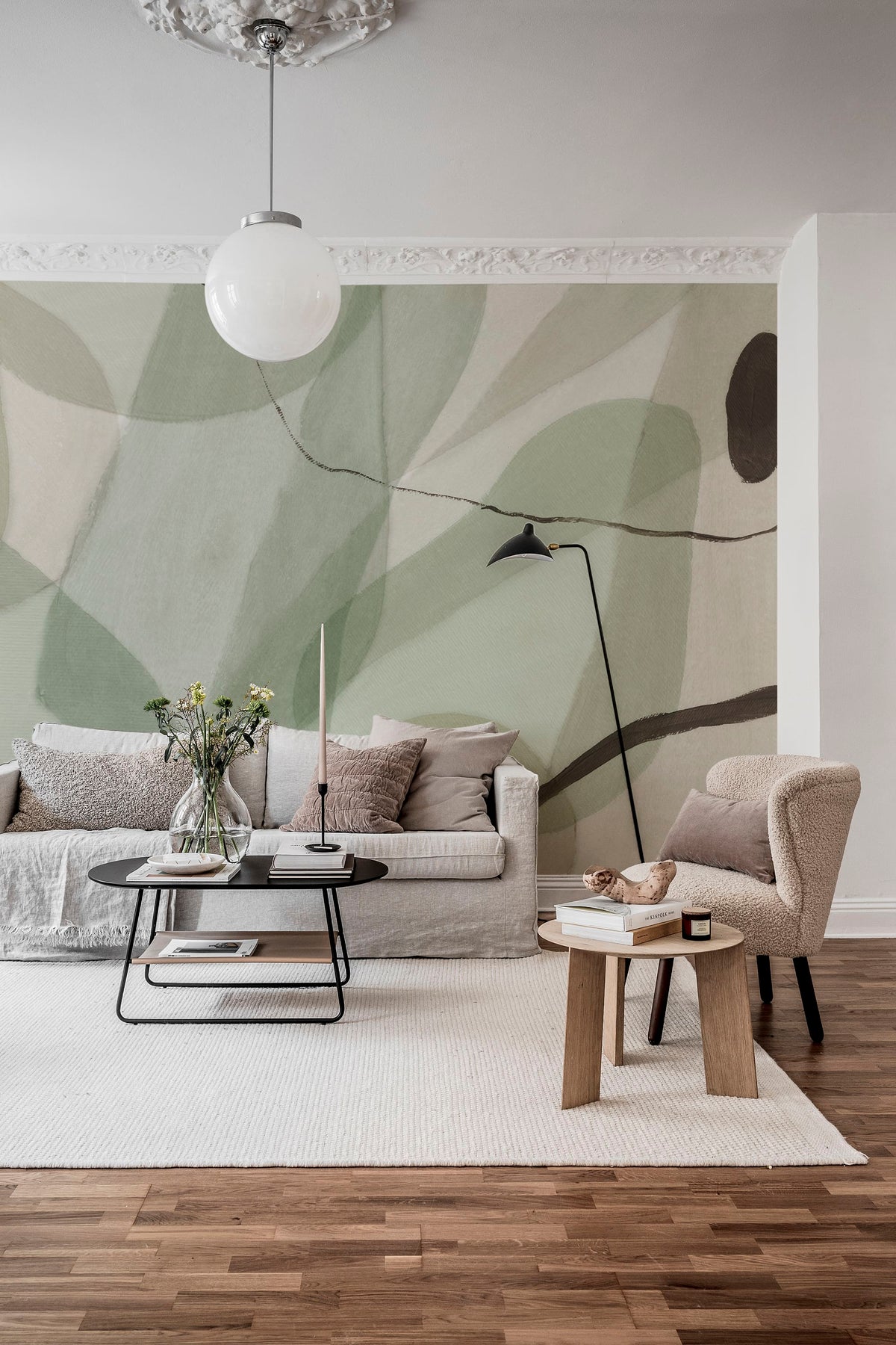 Asana, Green Mural Wallpaper - room preview 05