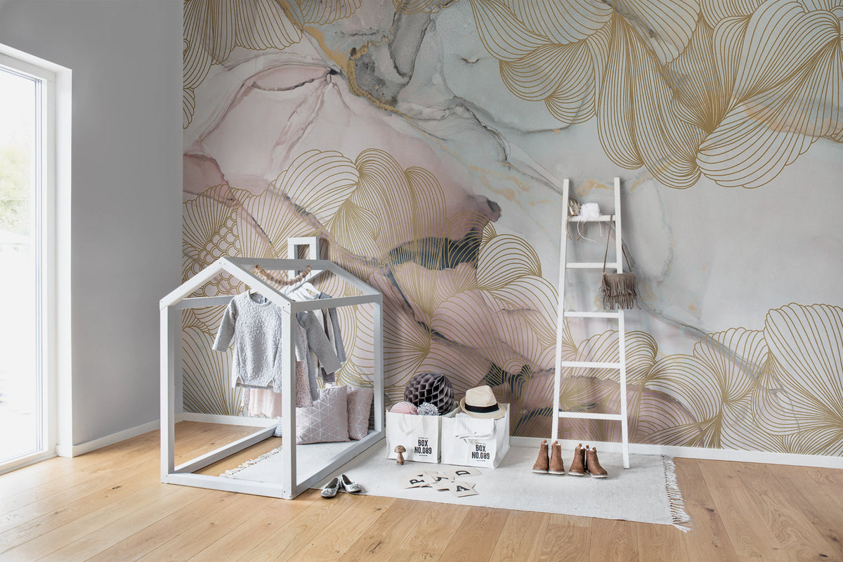 Opulence, Pink Marble Mural Wallpaper - room preview 05