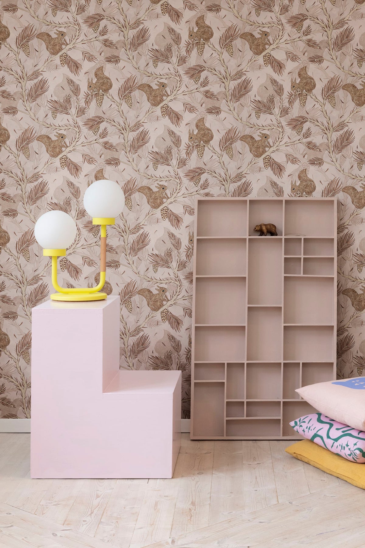 Squirrel Mountain, Pink Mural Wallpaper - room preview 05