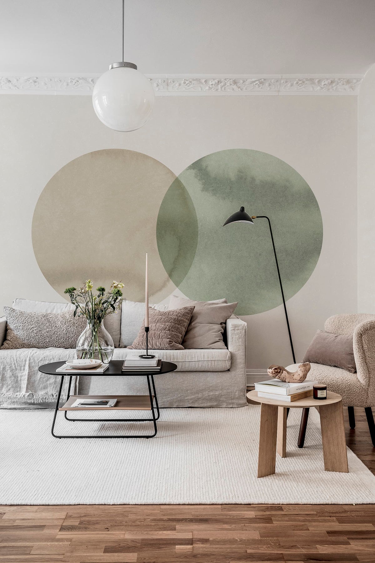 Eclipse, Beige Green Mural Wallpaper - room preview 05