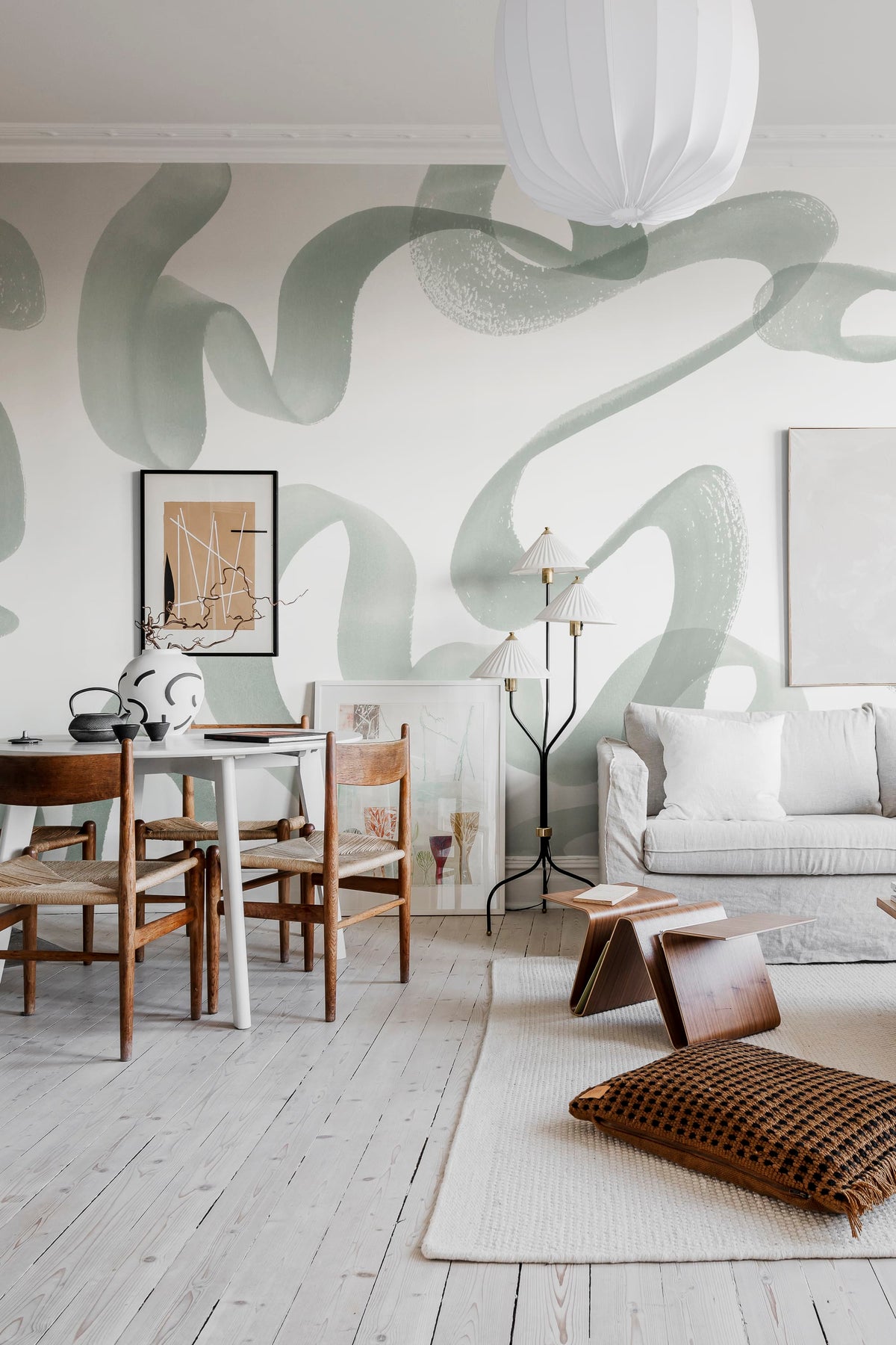 Waves, Green Mural Wallpaper - room preview 05