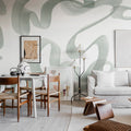 Waves, Green Mural Wallpaper - room preview 05