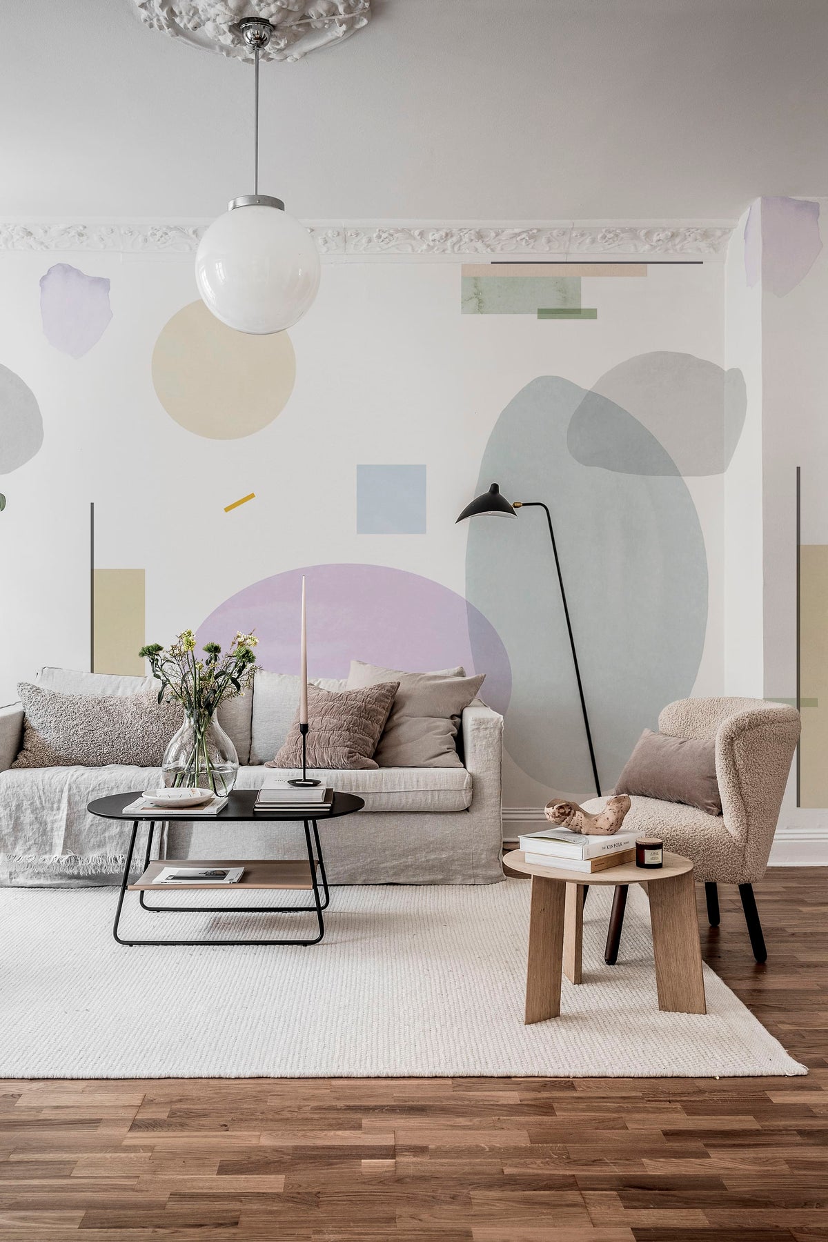 Geometry, Lilac Mural Wallpaper - room preview 05