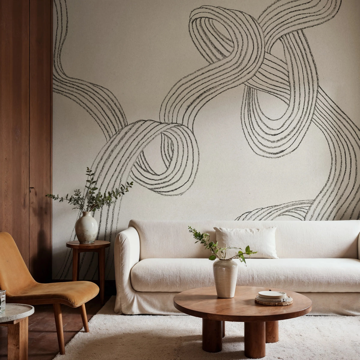 Stripes, Graphite Mural Wallpaper - room preview 05