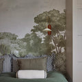 Bellewood Clouds, Green Vintage Mural Wallpaper - room preview 05