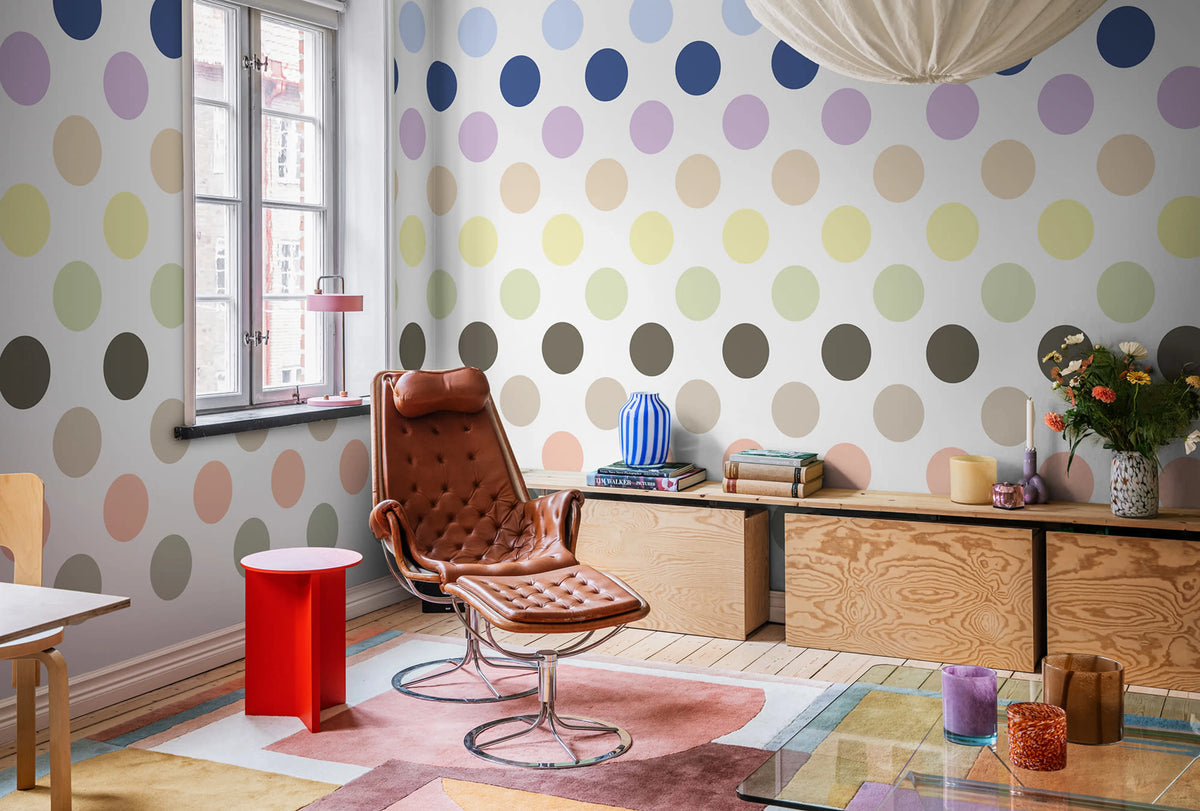 Big Dots, Pastel Mural Wallpaper - room preview 05