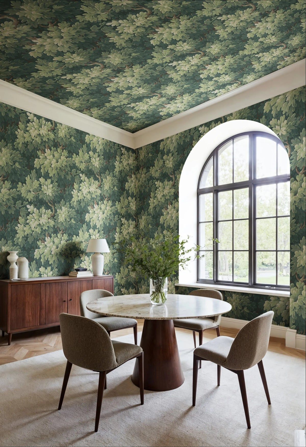 Vintage Foliage, Green Mural Wallpaper - room preview 05