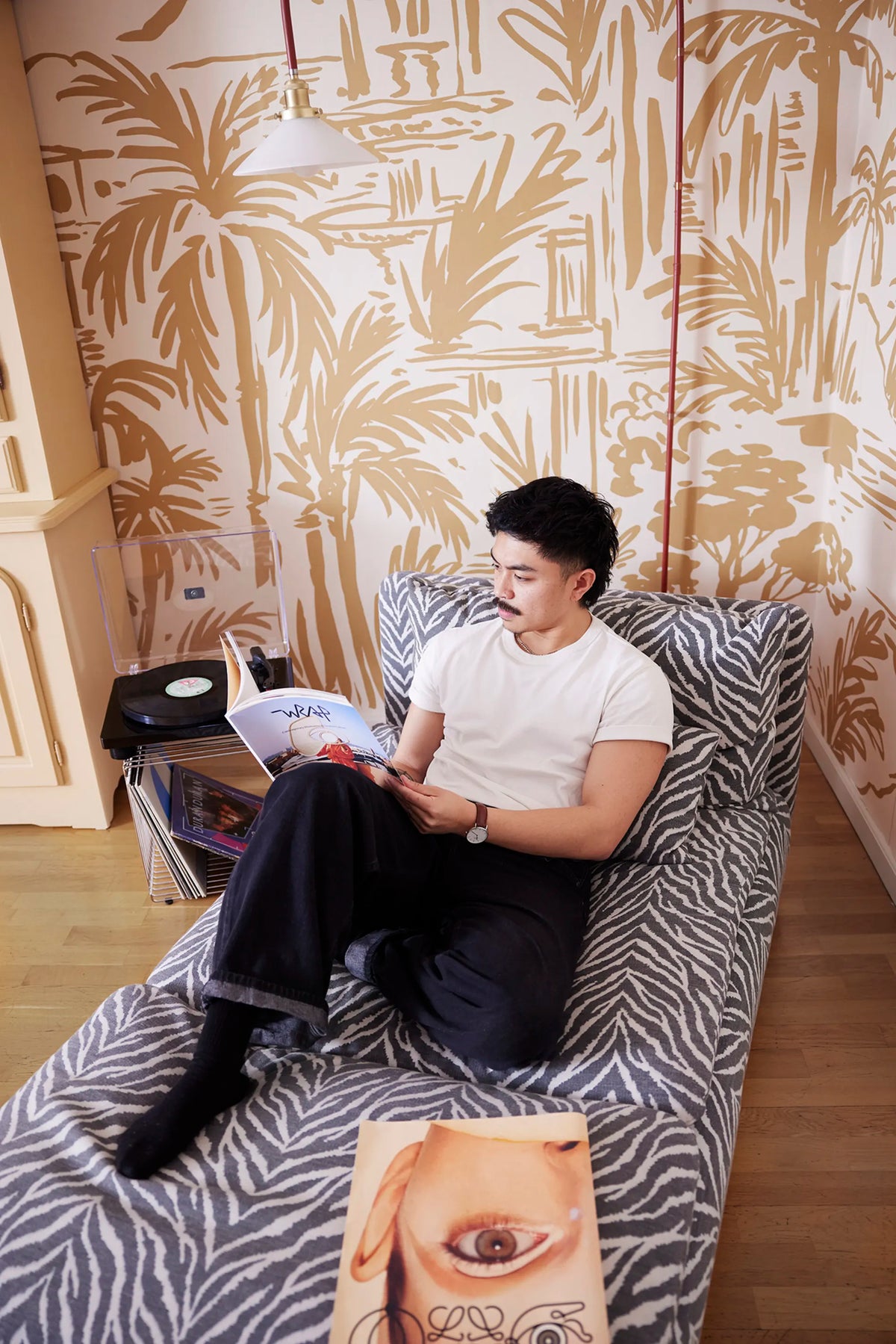 Palm Oasis, Yellow Mural Wallpaper - room preview 05