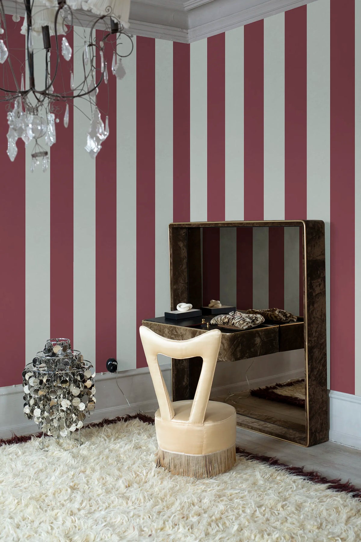 Bold Stripes, Blue Mural Wallpaper - room preview 05