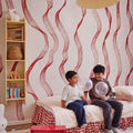Ribbon Stripe, Red Mural Wallpaper - room preview 05