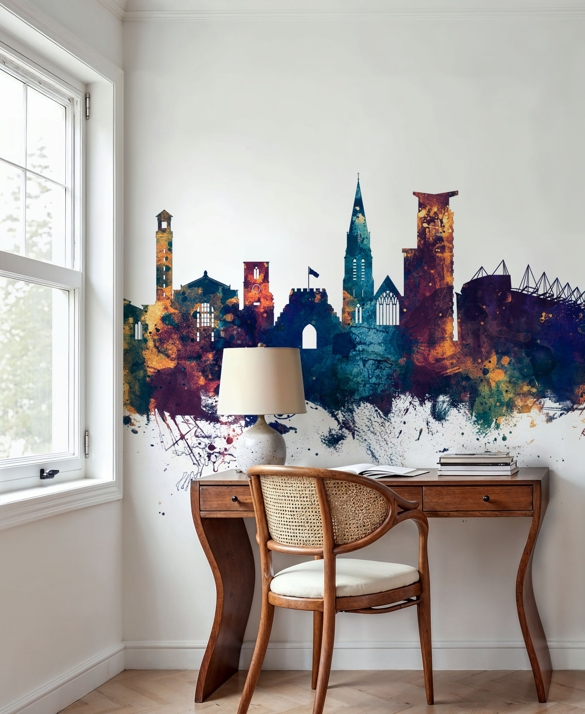 Southampton England Skyline Blue & Bronze Mural Wallpaper - room preview 06