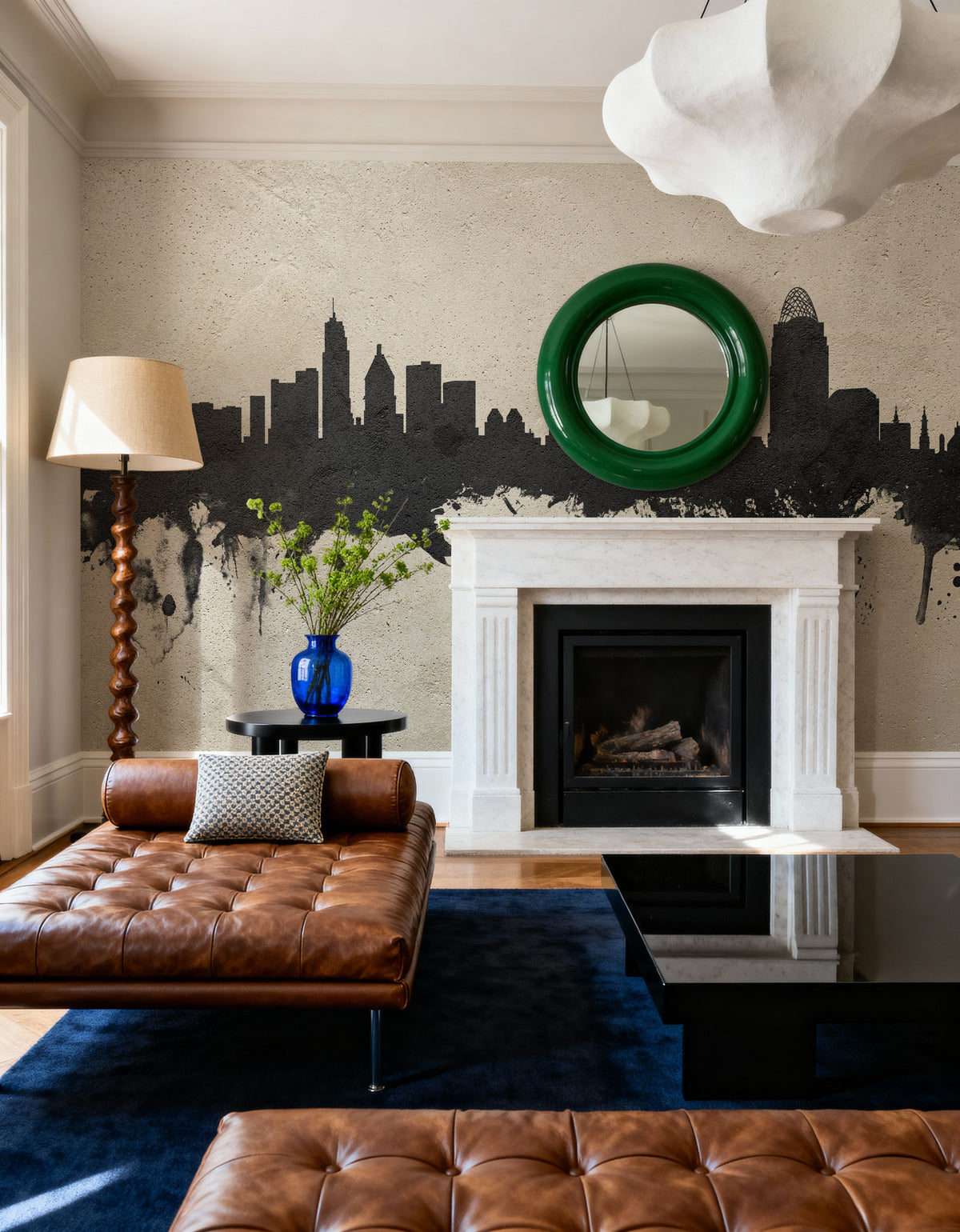 Cincinnati Ohio Skyline Concrete Mural Wallpaper - room preview 06