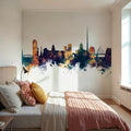 Dublin Ireland Skyline Blue & Bronze Mural Wallpaper - room preview 06
