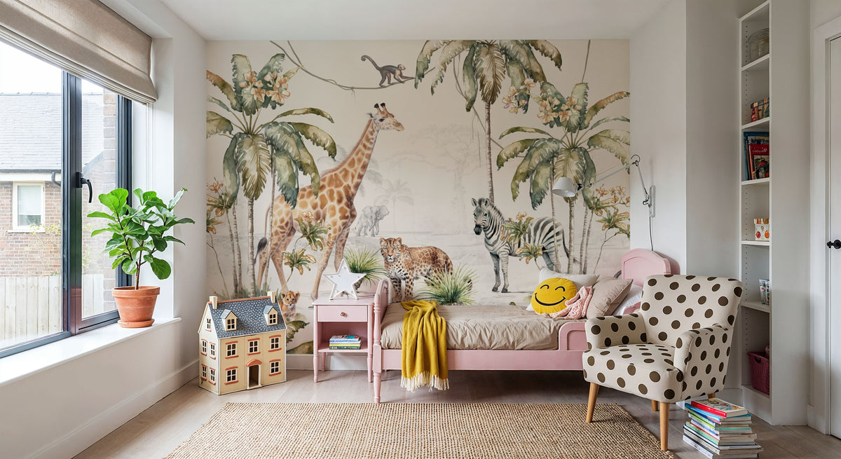 Whimsical Wildlife Mural Wallpaper - room preview 06