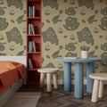 Treasure Map Washed Mural Wallpaper - room preview 06