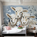 Sheep in the Meadow Mural Wallpaper - room preview 06