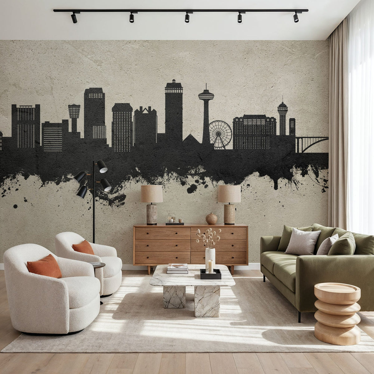 Niagara Falls Skyline Concrete Mural Wallpaper - room preview 06
