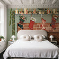 Home For the Holidays I Mural Wallpaper - Red Tone - room preview 06