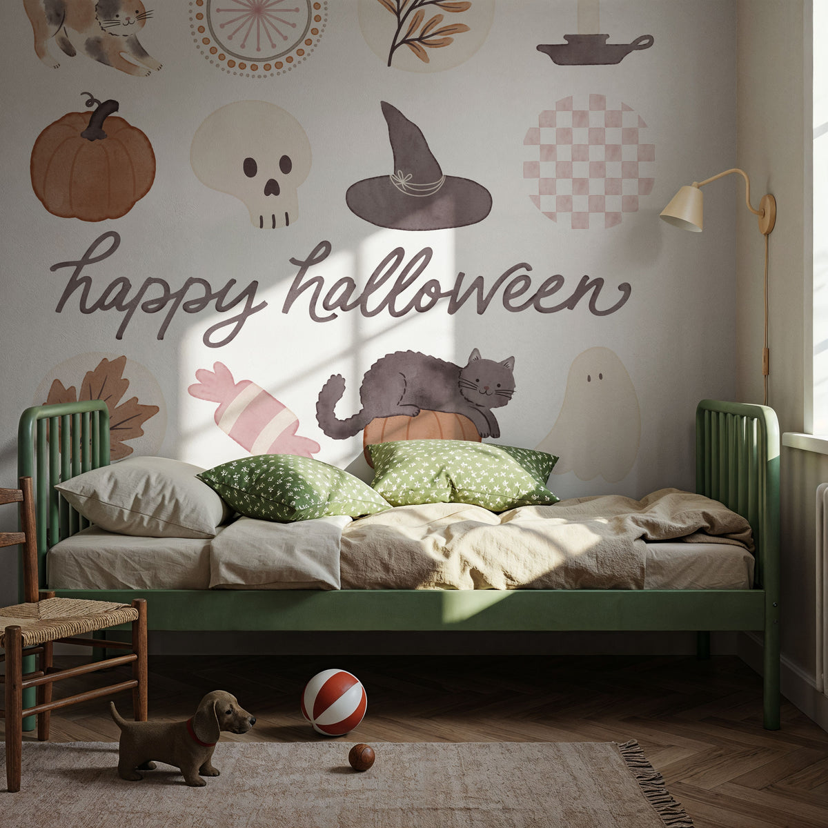 Pumpkins and Paws V Mural Wallpaper - room preview 06