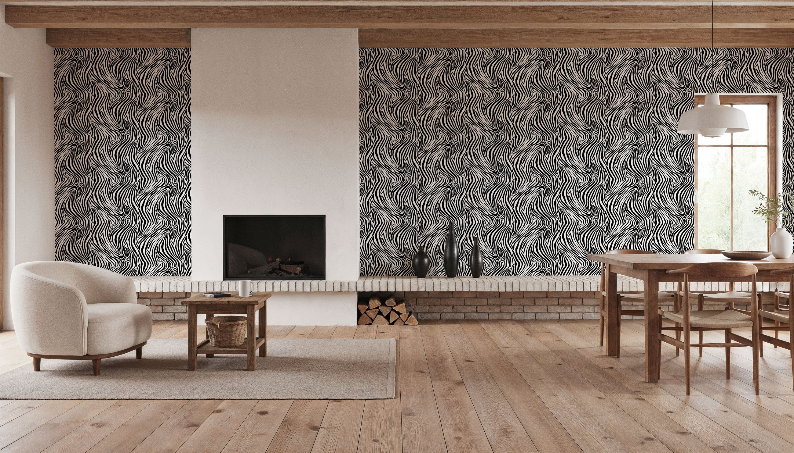 A Stripe of Zebra, White Mural Wallpaper