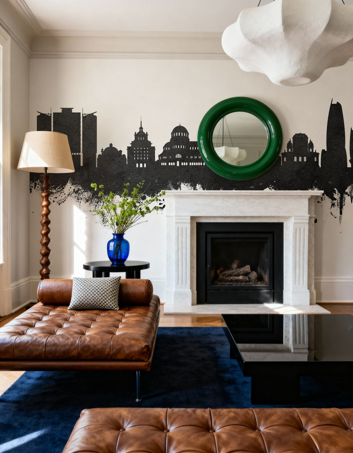 Sofia Bulgaria Skyline Black & White Mural Wallpaper - room preview 06