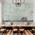Birds in the Garden Blue Green Mural Wallpaper - room preview 06