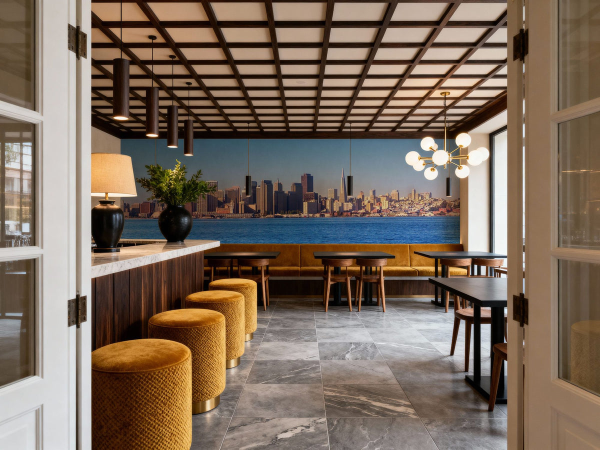 San Francisco Bay Skyline Mural Wallpaper - room preview 06