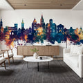 Trier Germany Skyline Blue & Bronze Mural Wallpaper - room preview 06