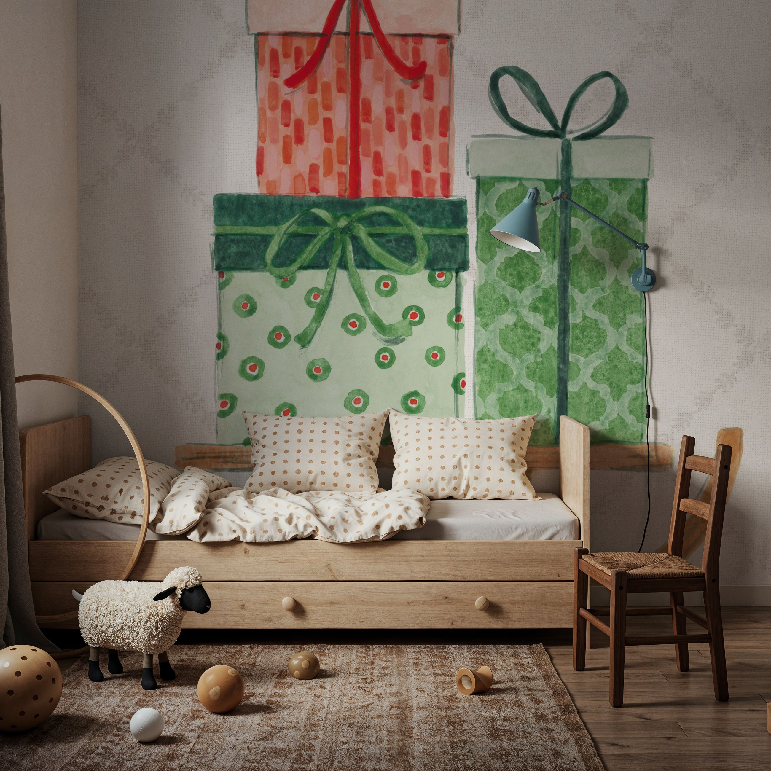 Holiday Bows III Mural Wallpaper