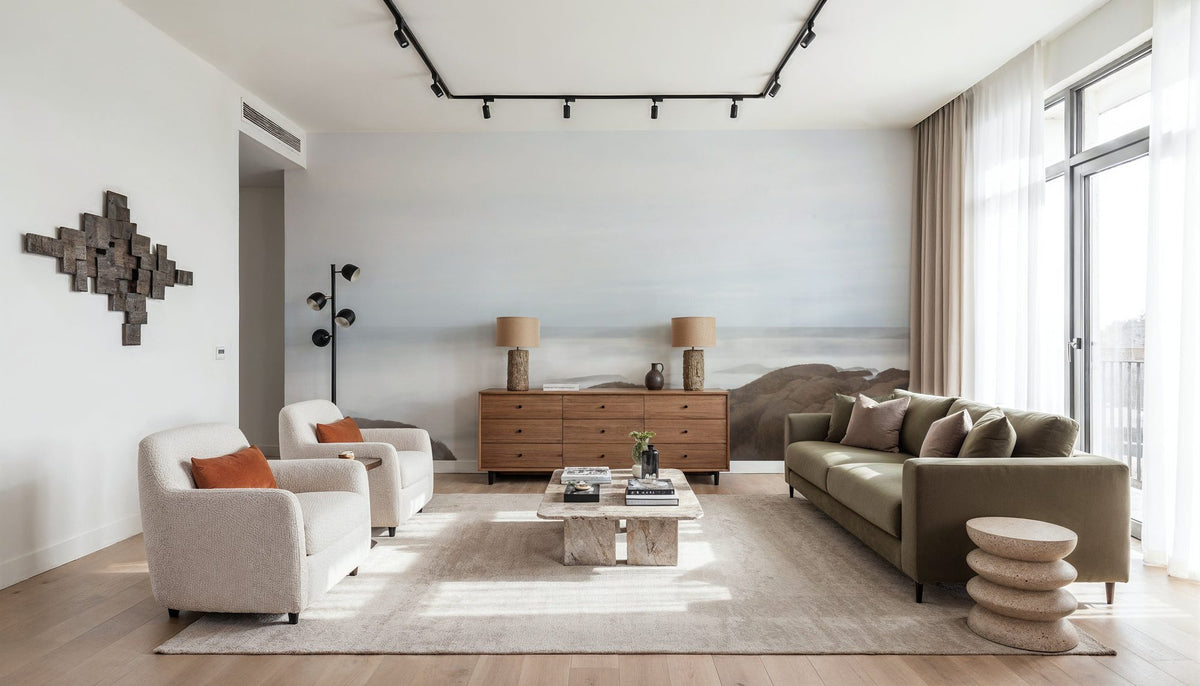 Misty Shore on the Rocks Mural Wallpaper - room preview 06