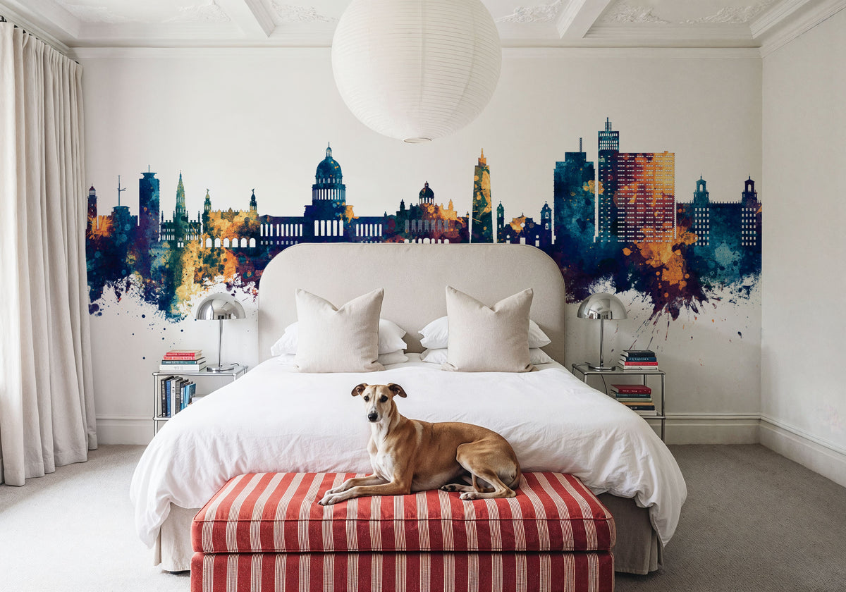 Havana Cuba Skyline Blue & Bronze Mural Wallpaper - room preview 06