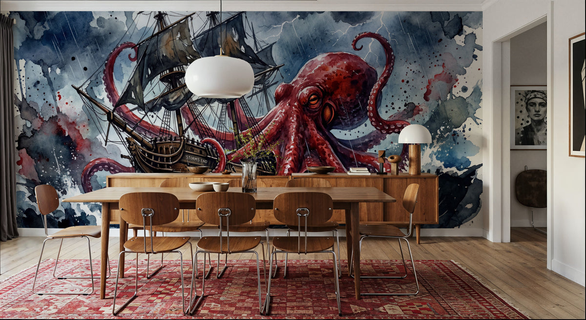 The Octopus Beast II Mural Wallpaper - room preview 06