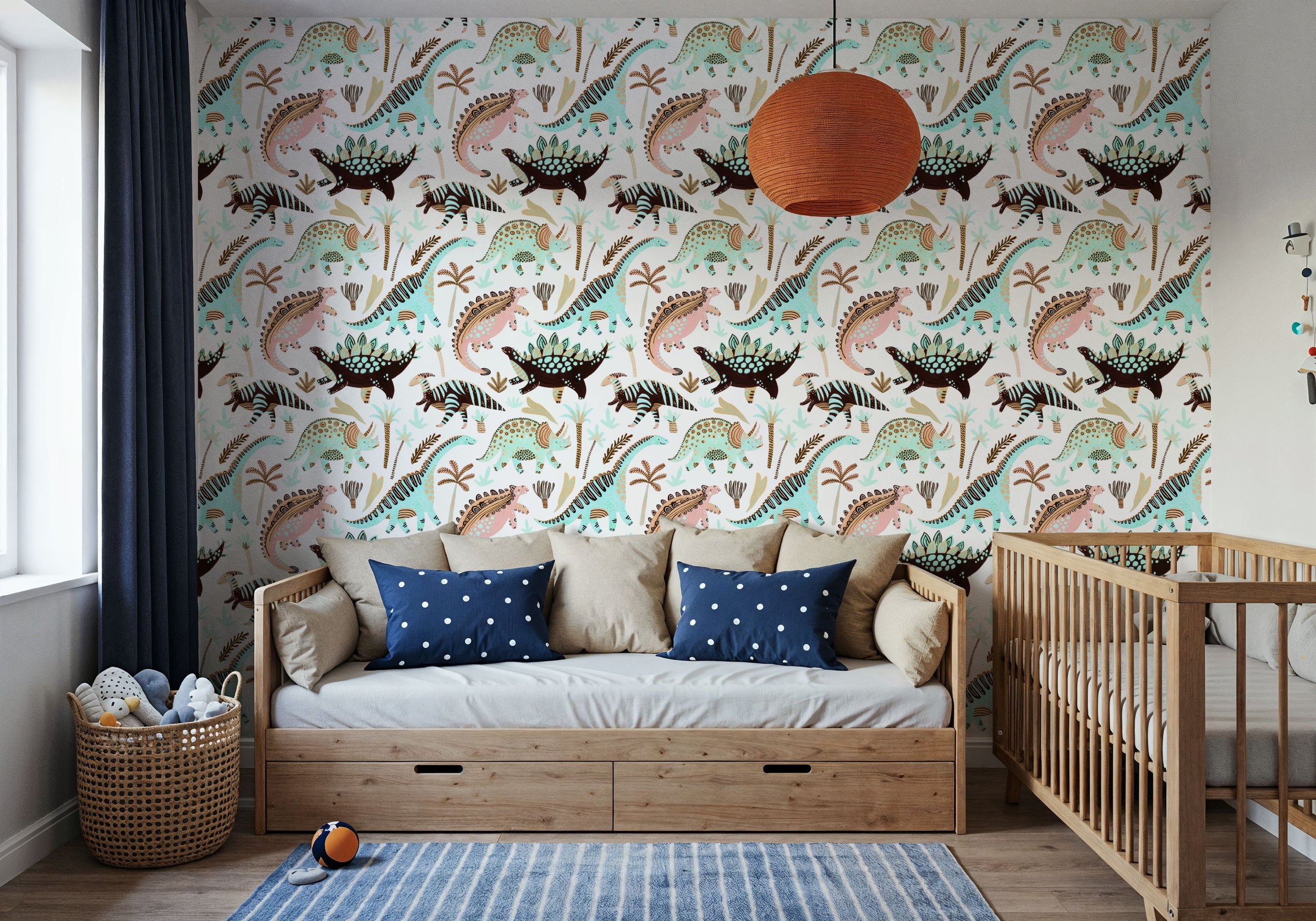 Funky Dinosaurs Light Mural Wallpaper