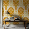 Floral Rackets, Yellow Mural Wallpaper - room preview 06