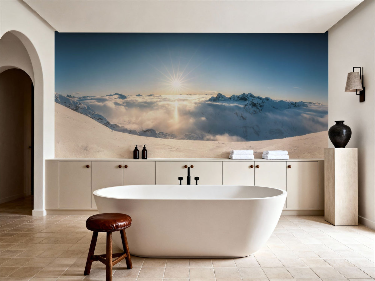 Skiing Panorama Mural Wallpaper - room preview 06