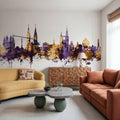 Halberstadt Germany Skyline Purple & Gold Mural Wallpaper - room preview 06
