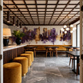 Sarasota Florida Skyline Purple & Gold Mural Wallpaper - room preview 06