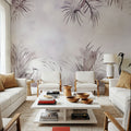 Cranes in a Field Purple Mural Wallpaper - room preview 06