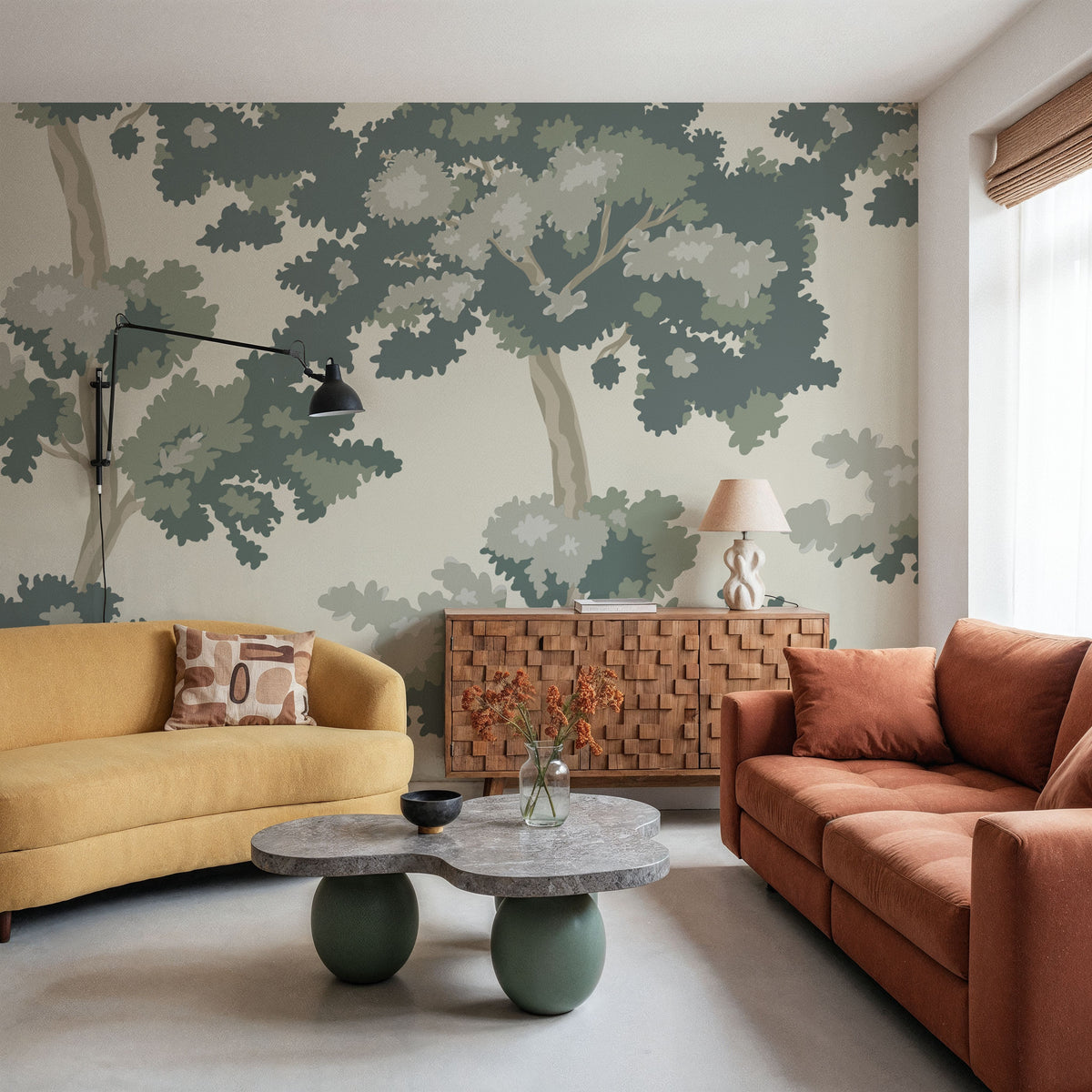 Camouflage Trees Mural Wallpaper - room preview 06