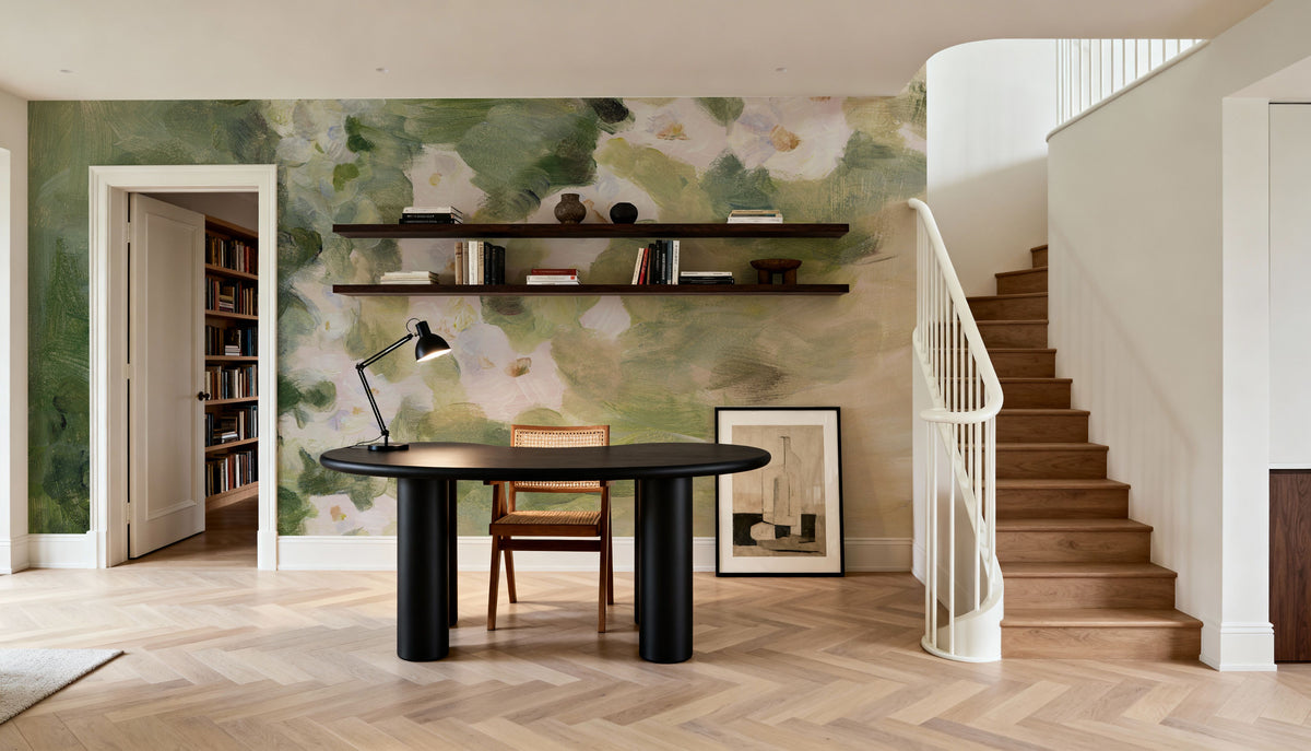 Midsummer Meadow White Mural Wallpaper - room preview 06
