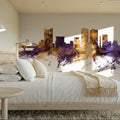 Fort Worth Texas Skyline Purple & Gold Mural Wallpaper - room preview 06