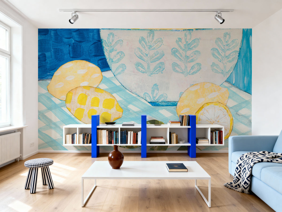 Tablescape Lemons Mural Wallpaper - room preview 06
