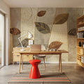 Bohemian Leaves I Neutral Mural Wallpaper - room preview 06