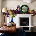Winchester England Skyline Purple & Gold Mural Wallpaper - room preview 06