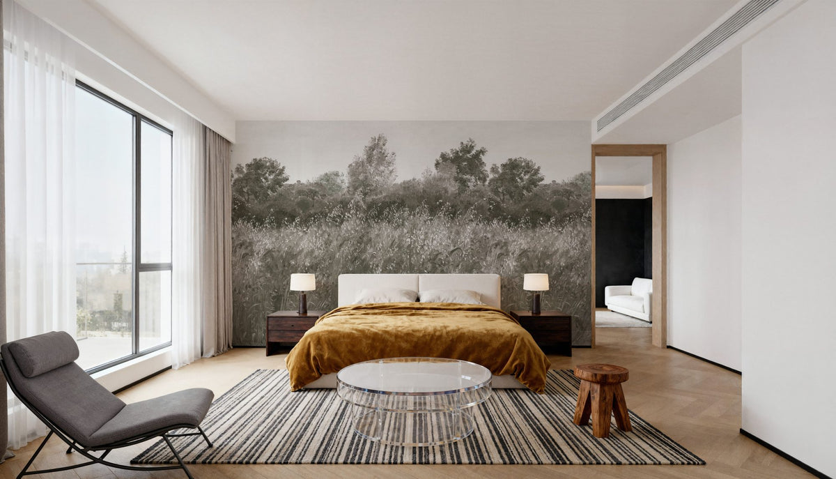 Meadow Whisper, Olive Mural Wallpaper - room preview 06
