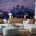 Purple Gradient Twilight Metropolis Mural Wallpaper - room preview 06